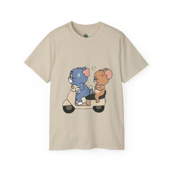 Cute Animal Scooter Tee, Unisex Cotton T-Shirt, Cartoon Graphic Tee, Gift for Animal Lovers, Fun Casualwear for All Occasions