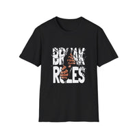 Break Rules Unisex Softstyle T-Shirt - Casual Streetwear, Everyday Wear, Gift for Rebels, Statement Tee, Unique Fashion